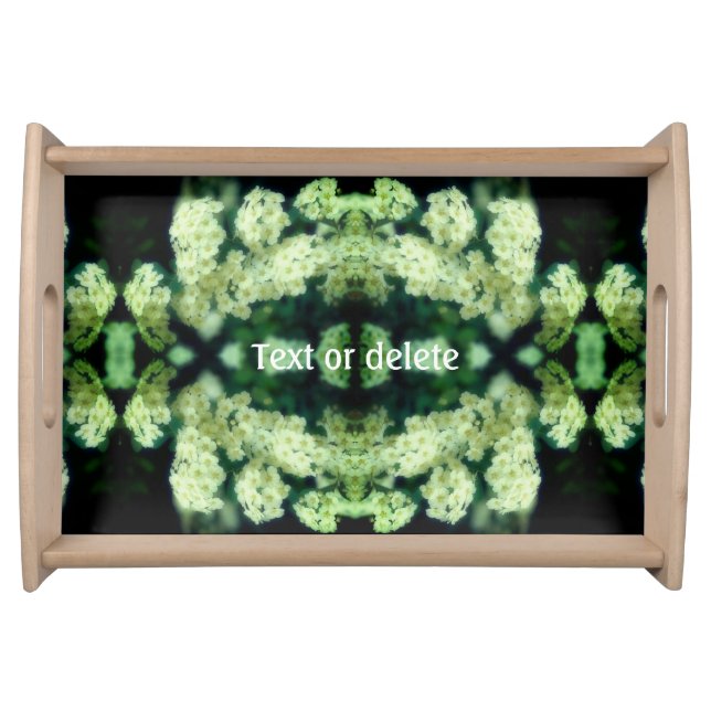 Rambling Wild White Roses Abstract Personalized Serving Tray (Front)