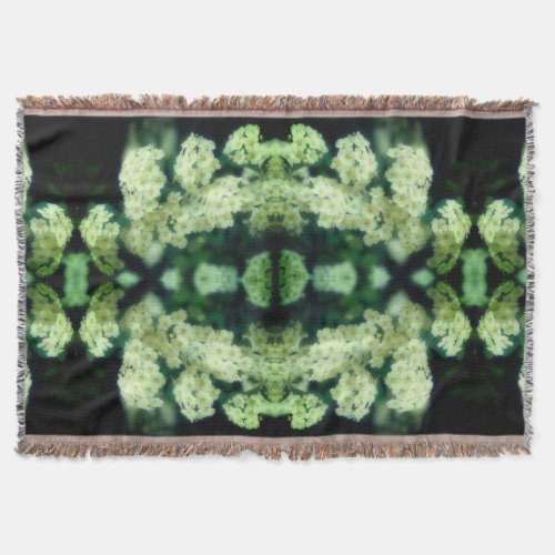 Rambling Wild White Roses Abstract  Throw Blanket