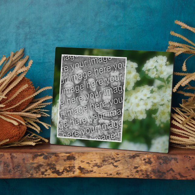 Rambling Wild White Roses Add Your Own Photo Plaque (Side)
