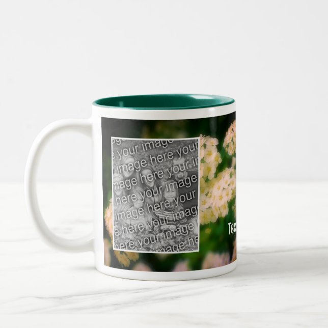 Rambling Wild White Roses Add Your Photo Two-Tone Coffee Mug (Left)