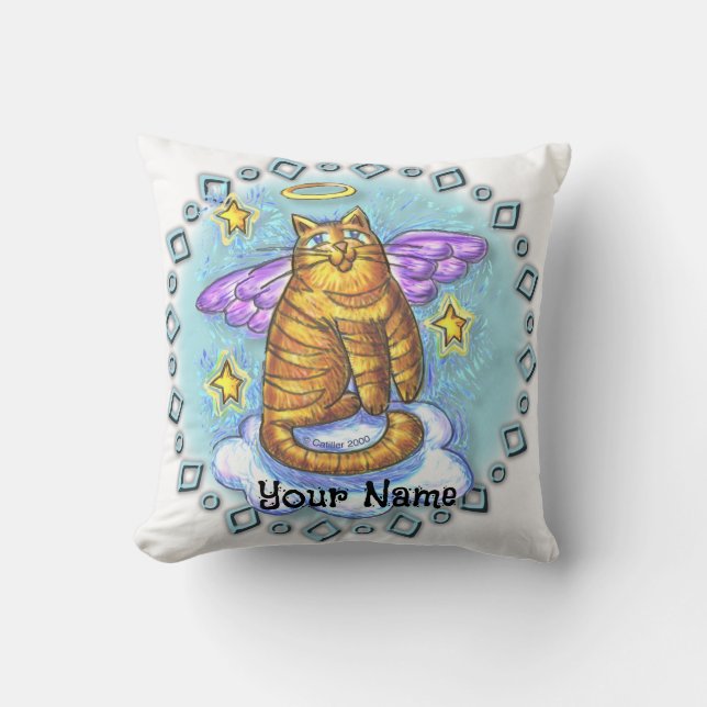 Ramboe Kitty Cat Angel  Throw Pillow (Front)