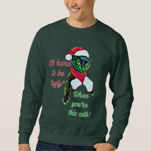 Rambos Ugly Christmas Sweater Holiday Cat Mens Sweatshirt