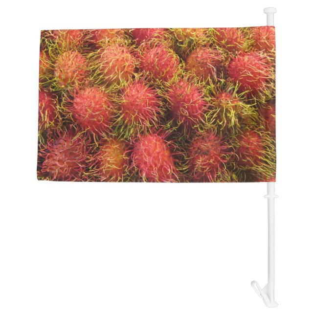 Rambutan Tropical Fruit Car Flag (Back)