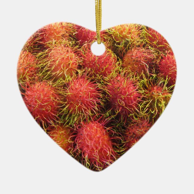 Rambutan Tropical Fruit Ceramic Ornament (Front)