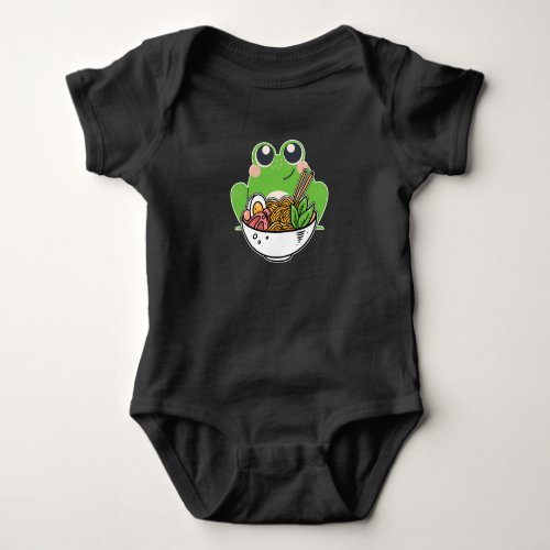 Ramen and cute Frog Japanese Noodles addicted Baby Bodysuit
