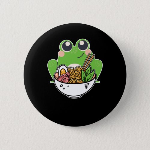 Ramen and cute Frog Japanese Noodles addicted Button