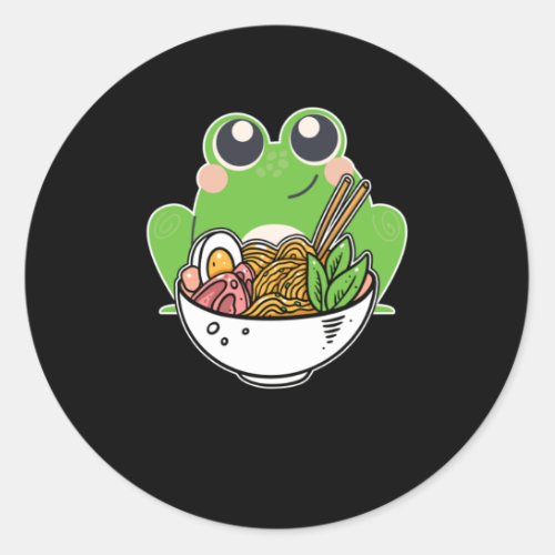 Ramen and cute Frog Japanese Noodles addicted Classic Round Sticker