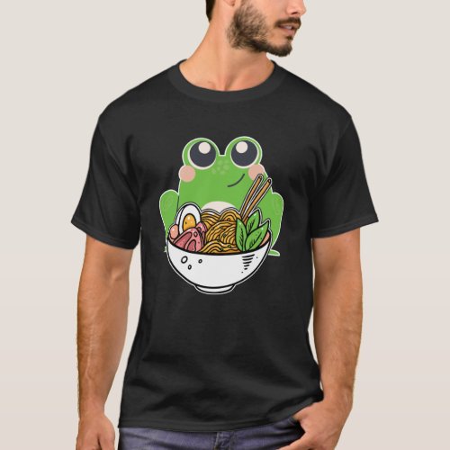 Ramen and cute Frog Japanese Noodles addicted T_Shirt