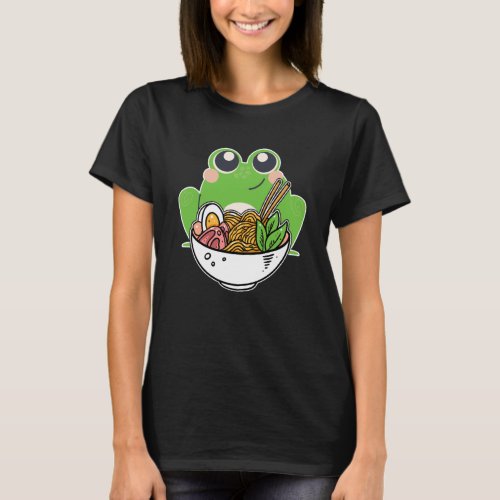 Ramen and cute Frog Japanese Noodles addicted T_Shirt