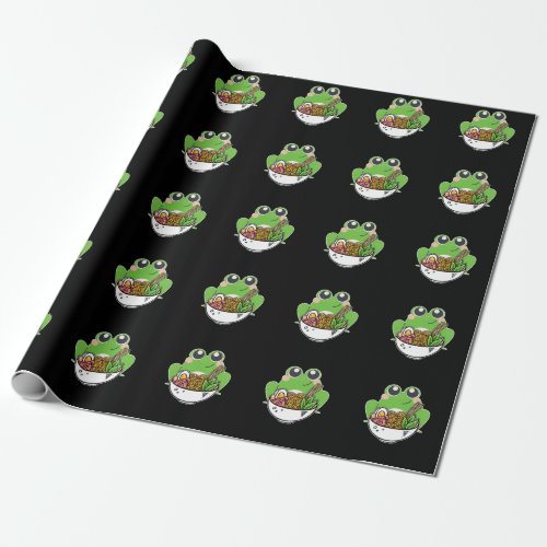 Ramen and cute Frog Japanese Noodles addicted Wrapping Paper