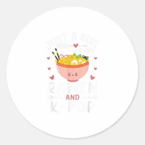 Ramen And KPop Anime Gifts for Teen Gir Classic Round Sticker