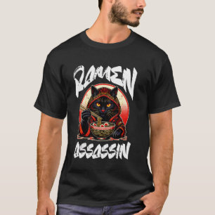 Ramen Assassin Black Cat Funny Japanese Ramen Nood T-Shirt