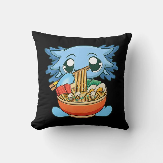 Ramen Axolotl Kawaii Anime Japanese Food Gift Girl Throw Pillow (Front)