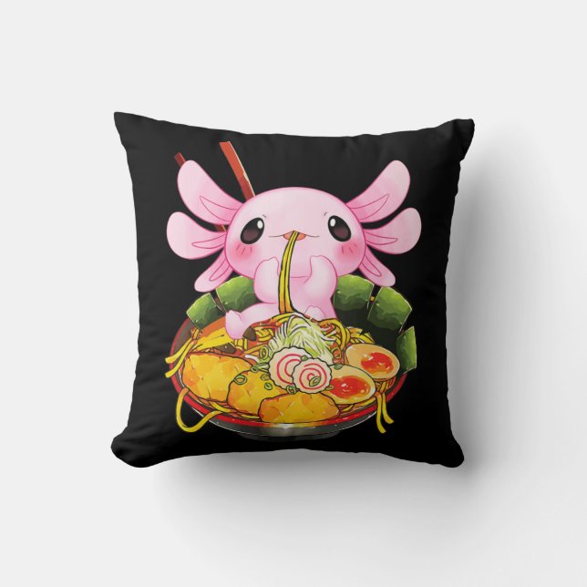 Ramen Axolotl Kawaii Anime Japanese Food Gift Girl Throw Pillow (Front)