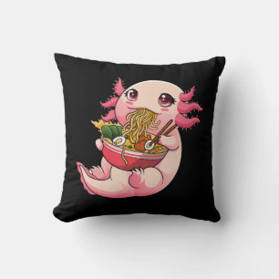 Ramen Axolotl Kawaii Anime Japanese Food Girls Tee Throw Pillow