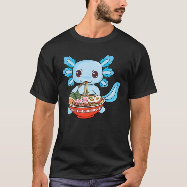Ramen Axolotl Kawaii Cute Anime Otaku Japanese Ram T-Shirt (Front)
