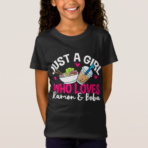 Ramen Boba Bubble Tea Kawaii Anime Girl T_Shirt