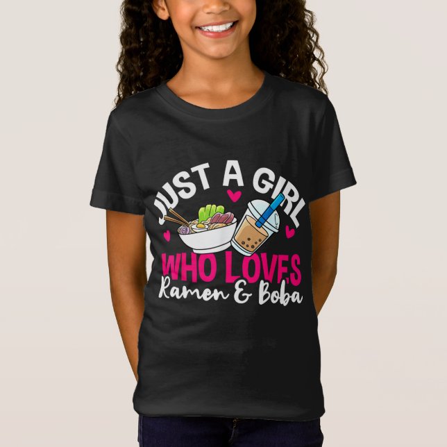 Ramen Boba Bubble Tea Kawaii Anime Girl T-Shirt (Front)