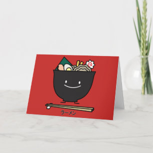 Ramen Bowl chopstick pork seaweed Japanese noodles Letterpress Thank You Card