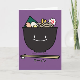 Ramen Bowl chopstick pork seaweed Japanese noodles Letterpress Thank You Card