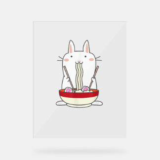 Ramen Bunny Japanese Noodles Kawaii Rabbit Tee Gi Acrylic Sign