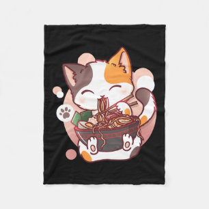 Ramen Cat Anime Bowl Kawaii Neko Japanese  Fleece Blanket
