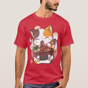 Ramen Cat Anime Bowl Kawaii Neko Japanese Girls Te T-Shirt