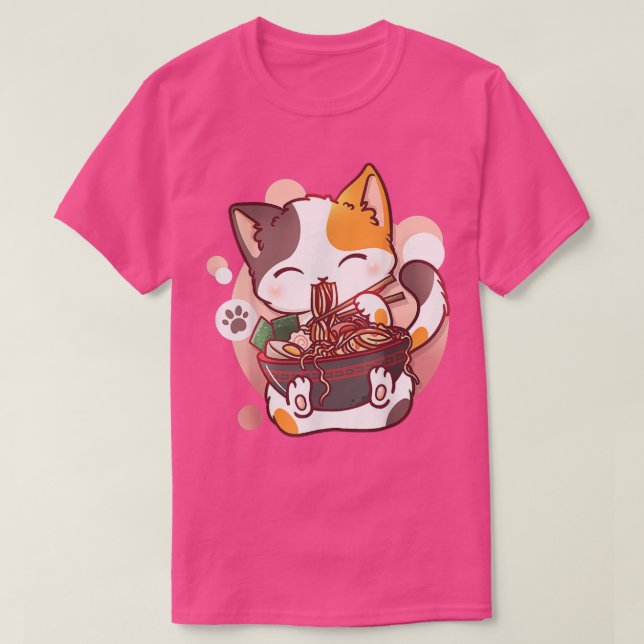 Ramen Cat Anime Bowl Kawaii Neko Japanese T-Shirt (Design Front)
