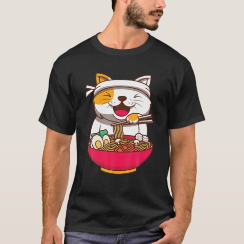 Ramen Cat Anime Kawaii Japanese Ns Girls And Boys T_Shirt