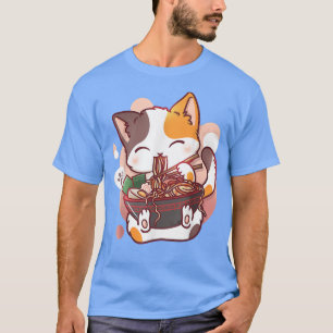 Ramen Cat Anime Kawaii Neko Japanese Kids Boys Gir T-Shirt