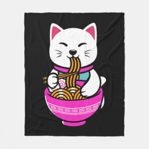 Ramen Cat Anime Neko Gift Kawaii  Fleece Blanket