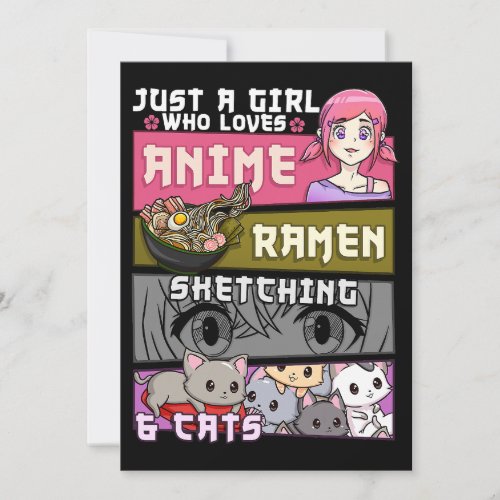 Ramen Cat Anime Sketching Just a Girl Who Loves Invitation