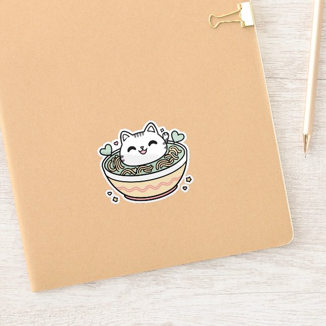 Ramen Cat - Cute Kawaii Sticker (Notebook)