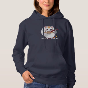 Ramen Cat Eating Noodles Design T-Shirt Hoodie