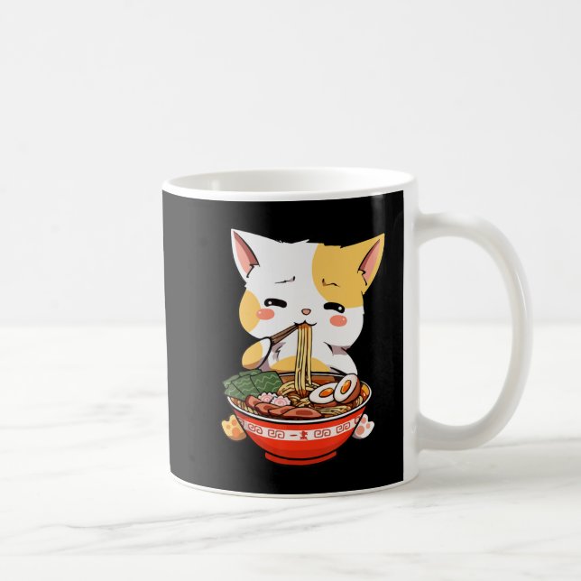 Ramen Cat Eating Noodles Kawaii Anime Merch Gift G Coffee Mug (Right)