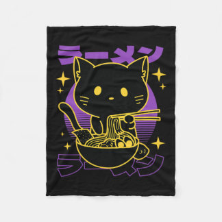 Ramen Cat Japanese Fleece Blanket