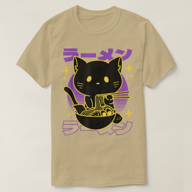 Ramen Cat Japanese  T-Shirt (Design Front)