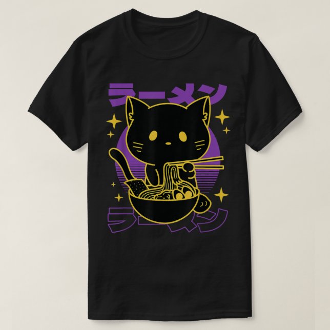 Ramen Cat Japanese  T-Shirt (Design Front)