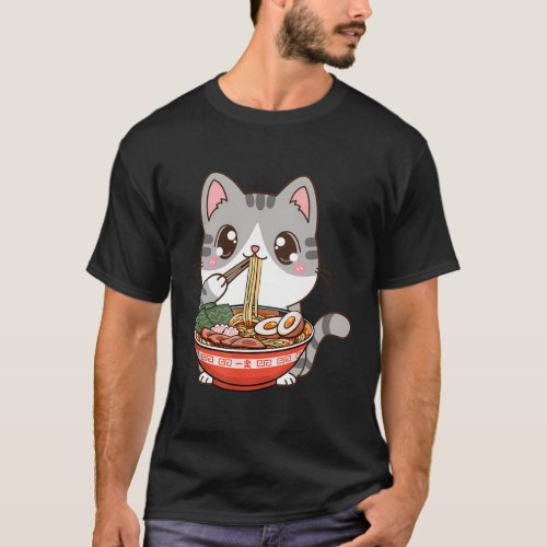 Ramen Cat Kawaii Anime Japanese Foodnager T_Shirt