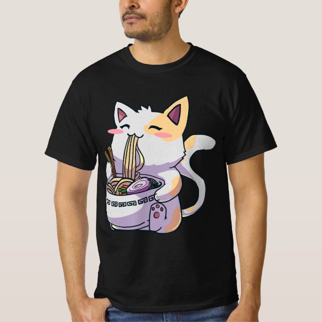 Ramen Cat Kawaii Anime Japanese Gift  T-Shirt (Front)