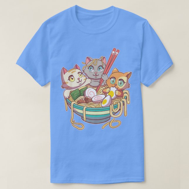 Ramen Cat Kawaii Fan Anime Japanese Noodles Asia L T-Shirt (Design Front)