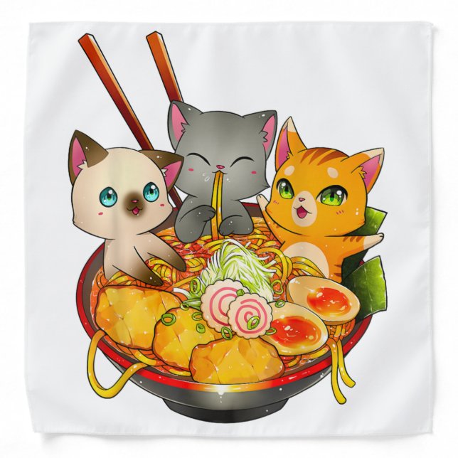 Ramen Cat Kawaii Neko Anime Otaku Cats Japanese Bandana (Front)