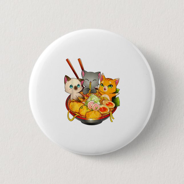 Ramen Cat Kawaii Neko Anime Otaku Cats Japanese Button (Front)