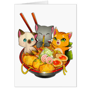 Ramen Cat Kawaii Neko Anime Otaku Cats Japanese Card