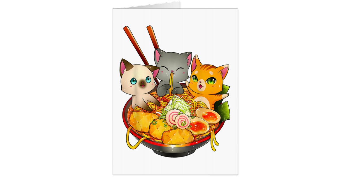 Ramen Cat Kawaii Neko Anime Otaku Cats Japanese Card Zazzle
