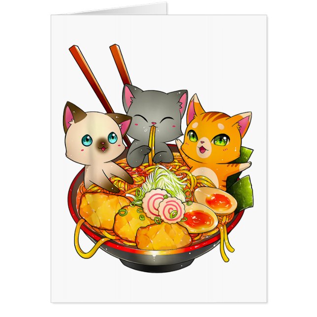 Ramen Cat Kawaii Neko Anime Otaku Cats Japanese Card (Front)
