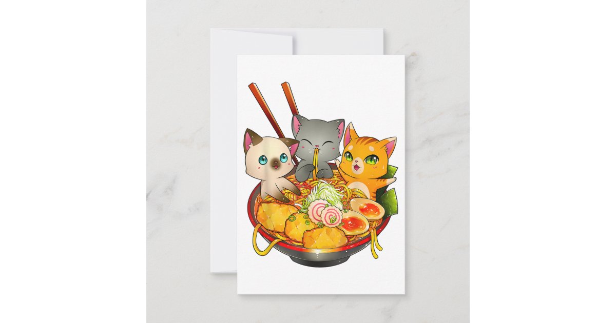 Ramen Cat Kawaii Neko Anime Otaku Cats Japanese RSVP Card | Zazzle