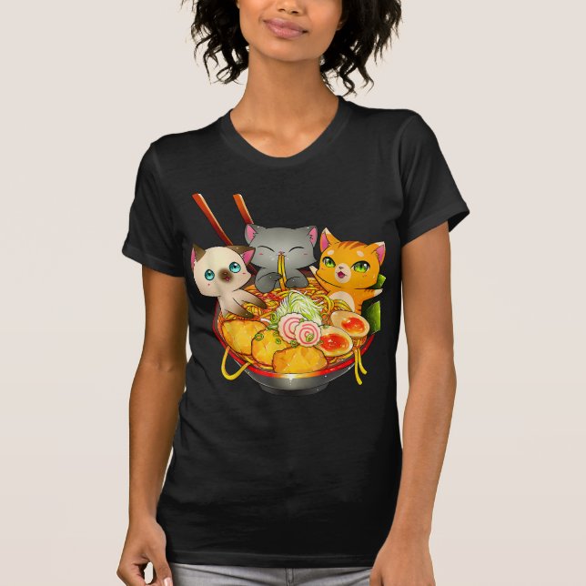 Ramen Cat Kawaii Neko Anime Otaku Cats Japanese T-Shirt (Front)