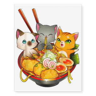 Ramen Cat Kawaii Neko Anime Otaku Cats Japanese Temporary Tattoos