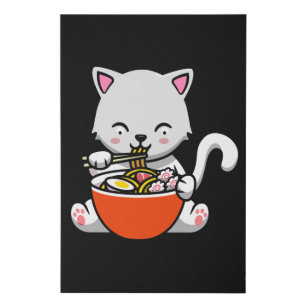 Ramen Cat Kawaii Sushi Anime Japanese Gift Faux Canvas Print
